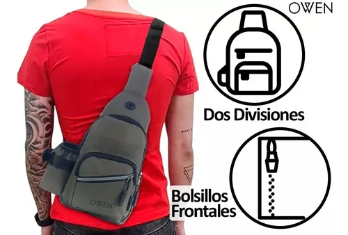 Mochila Hombre Mujer Cruzada Urbana Salida Auricular Botella