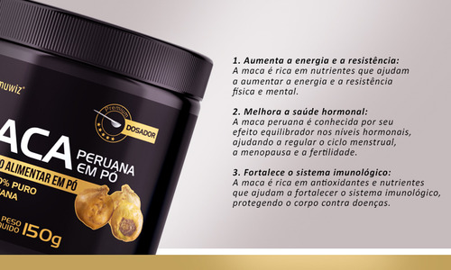1 - Maca Peruana 100% Pura Muwiz - Maca Em Pó 150g