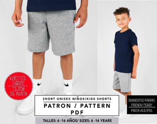 Molde De Costura, Patron Short Joggers Nene , Imprimible