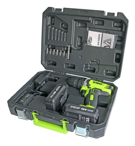 Imagen 3 de 9 de Taladro Inalámbrico Vido 18v Con Maleta Y Accesorios
