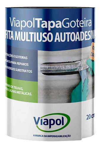 Fita Aluminizada Tapa Goteira Sleeve 20cm X 10m Viapol