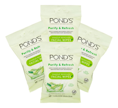 Ponds Purify & Refresh Toallitas Faciales Con Aloe Vera, Des
