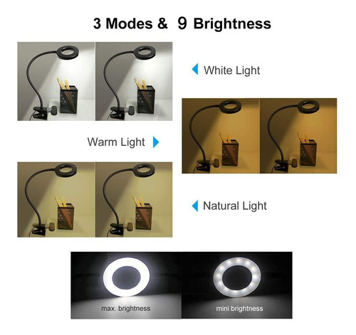 Imagen 4 de 7 de Lámpara De Lectura Led Luz De Libro, Lámpara De Lectura Usb