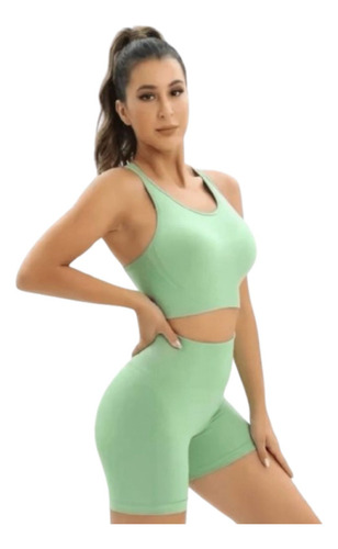 Set Deportivo Para Mujer 2 Piezas. Top Y Short Licra