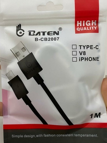 Cable De Carga Rápida Baten iPhone, Tipo C Y V8 1 Metro