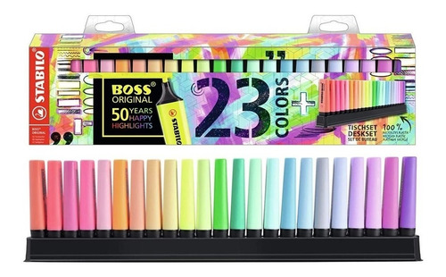 Resaltador Stabilo Boss Original 23 Colores + Deskset 
