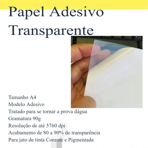 10 Adesivos Vinil Transparente A4 Jato De Tinta Prova Dàgua