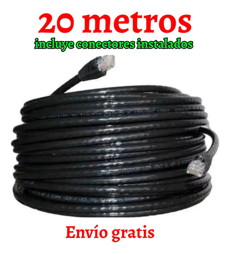 Cable De Internet Cat5e Resiste Al Agua Y Sol Utp 20 Metros