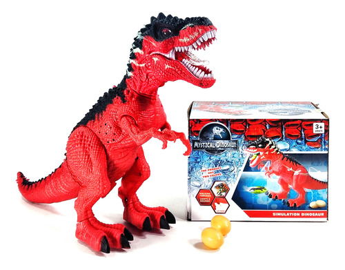 Dinosaurio Camina Pone Huevos Proyecta Imagen 4d Ruge Luces Tiranosaurio Rojo