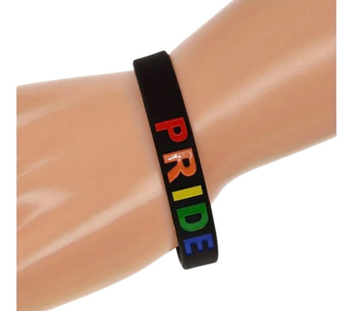 Pulsera De Silicon Negra Orgullo Gay Pulsera Pride Color Negro Diámetro 6.4 Cm Largo 20 Cm
