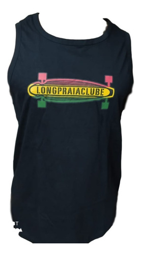 Camiseta Regata Long Praia Clube Preta Rasta - Tamanho Gg