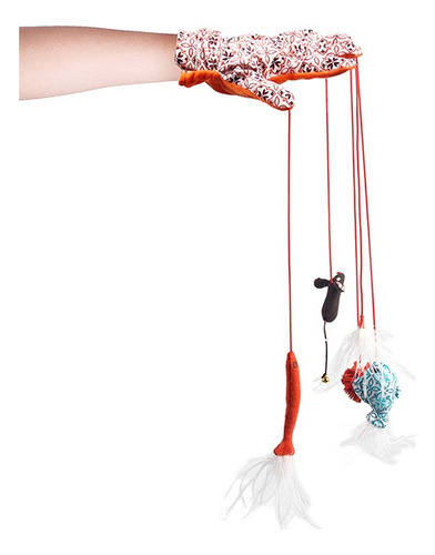 Juego Juguete Interactivo Para Gatos Guante + Accesorios Afp Color Naranja/marron/rojo