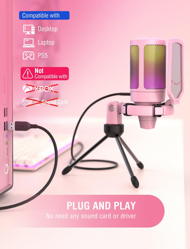 Usb Microphone Fifine Ampligame A6v For Pc Gaming Recording