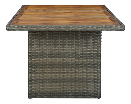 Mesa De Jardín Ratán Sintético Marrón Y Madera De Acacia Color Café