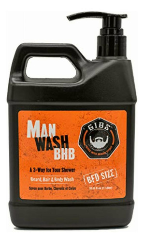 Gibs Man Wash Beard Hair Body Wash, 1 Liter