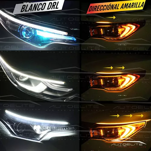 Tiras Led Flexible Drl 60cm Secuencial Blanca Ambar Adheribl