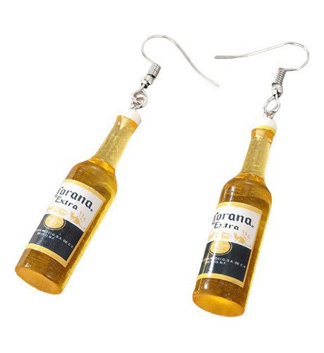 Aretes En Forma De Botellas De Cerveza Corona Kawaii