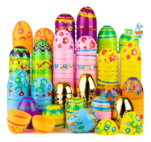 Joyin 72 Huevos De Pascua Brillantes Impresos De Plastico De