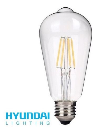 Pack 3 X Ampolleta Led Filamento Edison Vintage Fria Hyundai Color De La Luz 6500k - Fria Blanca