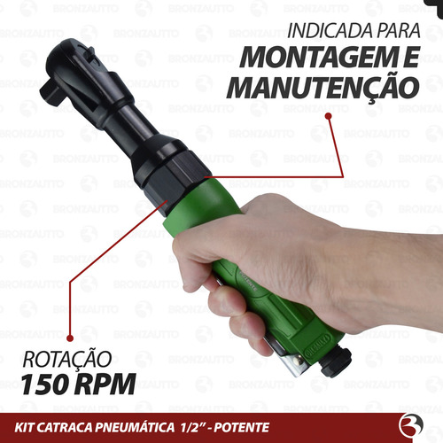 Kit Chave De Catraca Pneumática 1/2'' 13 Peças - Potente