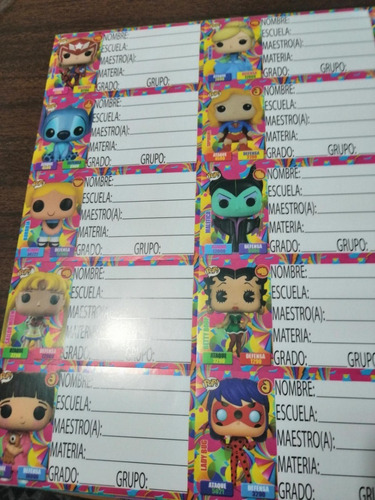 Etiquetas Escolares Materias Utiles Funko Pop Nombre 44 O 40