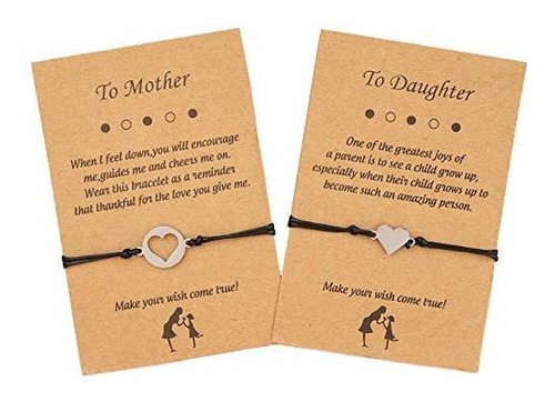 Brazalete - Mother Daughter Bracelets Set For 2 Heart Love B