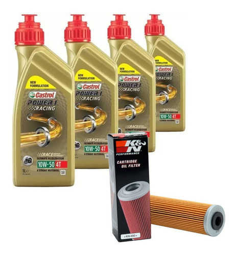 4 Óleo Castrol Power1 10w50 + Filtro K&n Kn-650 Ktm 950 990