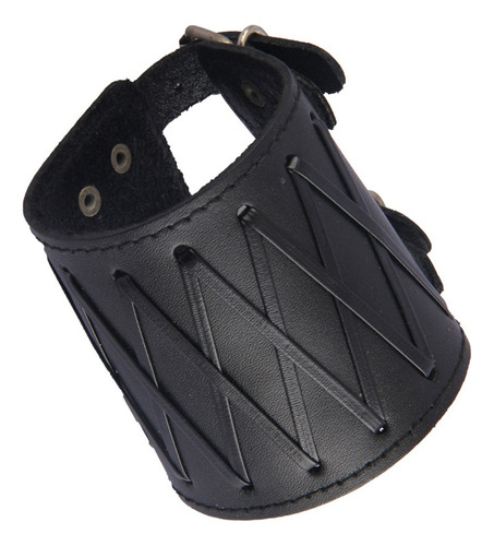 Muñequeras Y Brazalete De Cuero Gótico Punk Rock, 2 Unidades