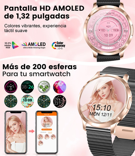 Lige Smartwatch Mujer Fv16-b Silver 100+ Modos Deportivos,monitoreo Menstrual Podómetro Para iPhone Andriod