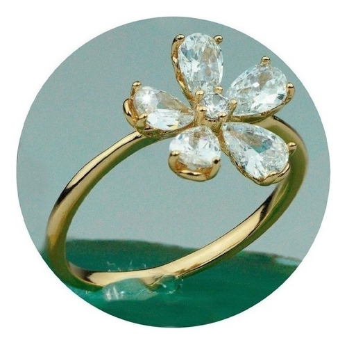 Anillos Compromiso Oro 18k Flor Rosa Elegante Regalo Novios