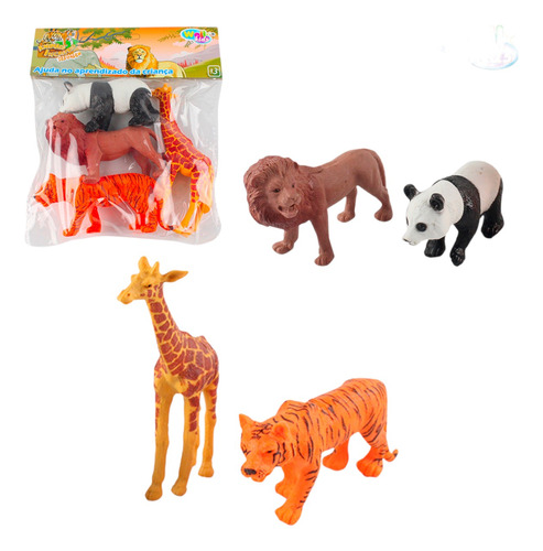 Kit Miniaturas Animal Selvagem Brinquedo Infantil Jungle Zoo
