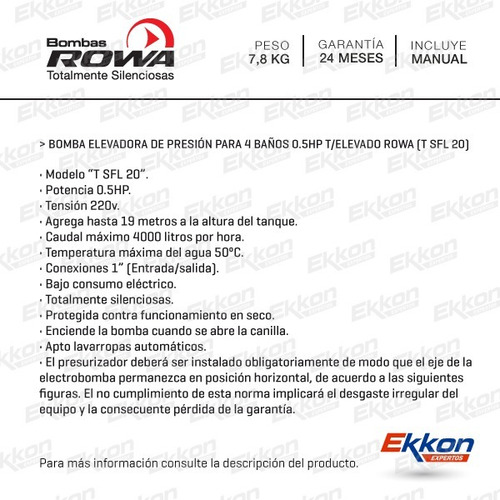 Imagen 2 de 6 de Bomba Presurizadora Rowa Tango Sfl 20 Elevadora Agua Presion