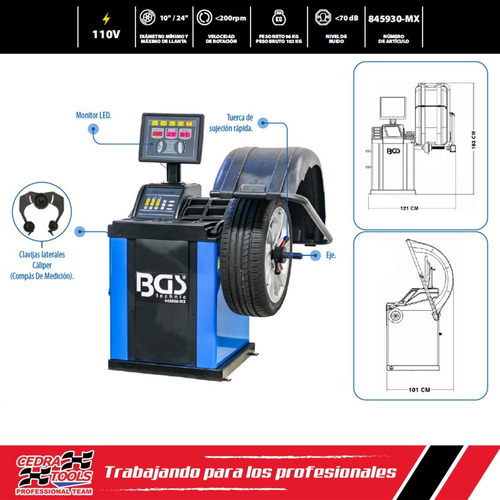 Imagen 3 de 5 de Balanceadora De Llantas Para Rines De 10 A 24 Bgs 845930
