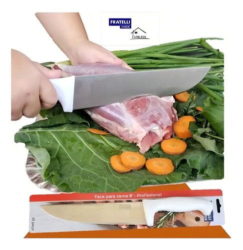 Cuchillo para carne Fratelli Fratelli Professional Butcher, acero inoxidable, 8 pies, color blanco