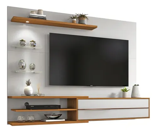 Painel Nt1115 Tv Até 60 Polegadas Off White / Freijó Trend Cor Of...