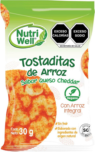 Nutriwell Tostaditas De Arroz Con Queso Cheddar Vegano 30 Gr