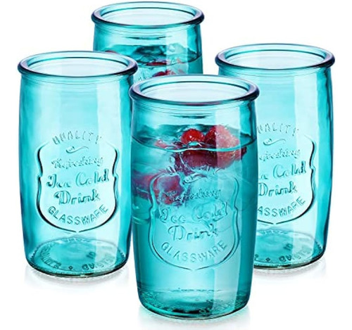 Glaver's Highball Glasses Set De 4 Vasos Artísticos De 20 Oz