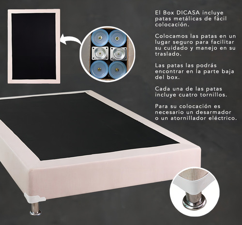 Cabecera King Size Dicasa Argos + Box Dante Palo De Rosa Color Rosa Claro