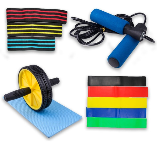 Kit De Ejercicio En Casa Cuerda+ligas+bandas+rueda Abs