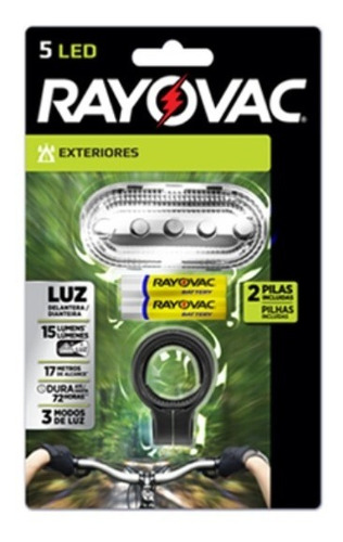 Imagen 2 de 8 de Linterna Luz De Bicicleta Delantera Rayovac 5 Led