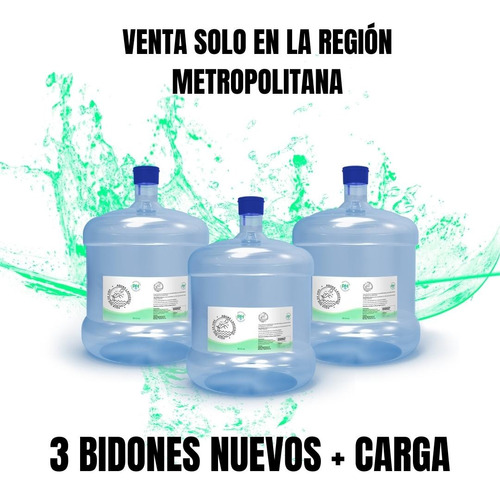 3 Bidones Nuevos 12 Litros Agua Alcalina