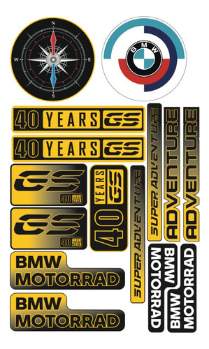 Bmw 40 Aniversario Kit De Stickers Para Moto Planilla C410