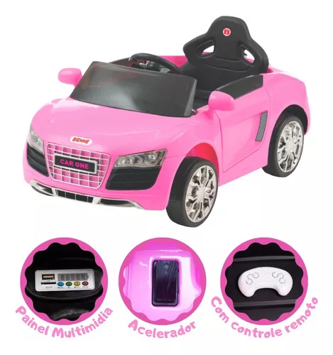 Caminhão Elétrico Infantil 1 Assento com Luz LED, Músicas, Bateria 12V,  OLAKIDS, Rosa - Ri Happy