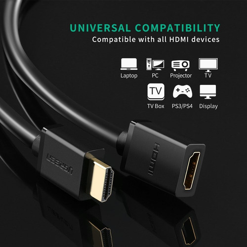 Imagen 5 de 7 de Extensión Cable Hdmi Macho/hembra 6 Pies