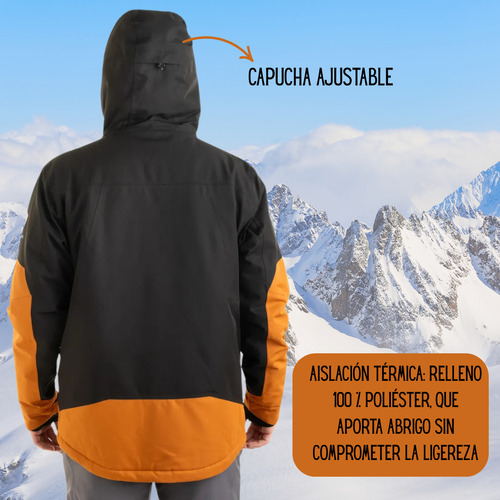 Campera De Nieve Nexxt Rider Hombre Ski Snow Impermeable Negro Con Naranja Xl