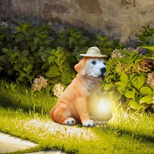 Lámpara De Jardín En Forma De F, Adorables Figuras De Perro