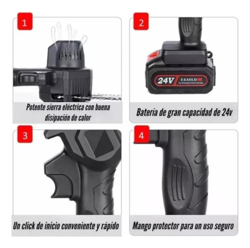 Motosierra eléctrica portátil de 6 pulgadas, batería recargable de mano, bivolt, minimotosierra, herramienta de una sola mano para podar ramas