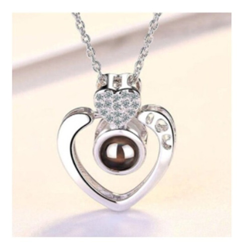 Imagen 10 de 10 de Collar Más Pulsera Plateada Te Amo En 100 Idiomas