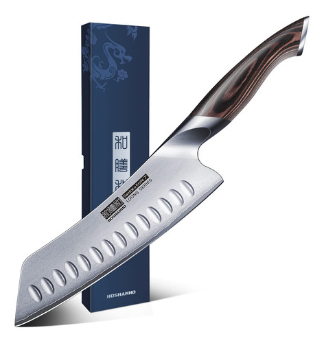 Cuchillo de cocina Hoshanho HSHES-2022-002 plata y marrón 18cm