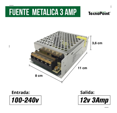 Imagen 2 de 8 de Fuente Switching Metalica Interior 12v 3 Amp